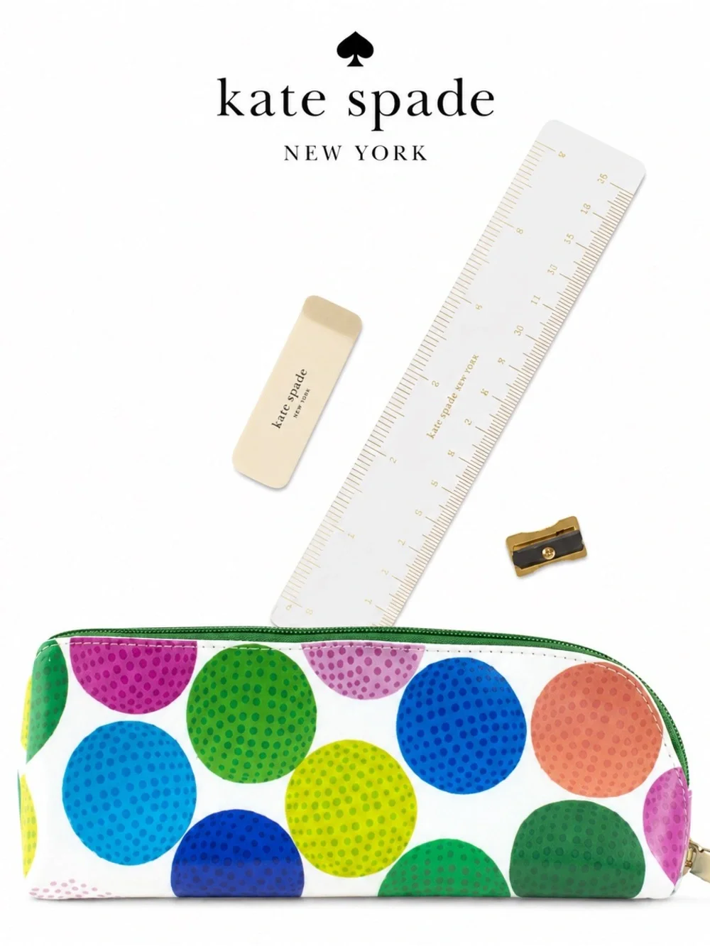 NWT Kate Spade Multicolor Golf Balls Pencil Case